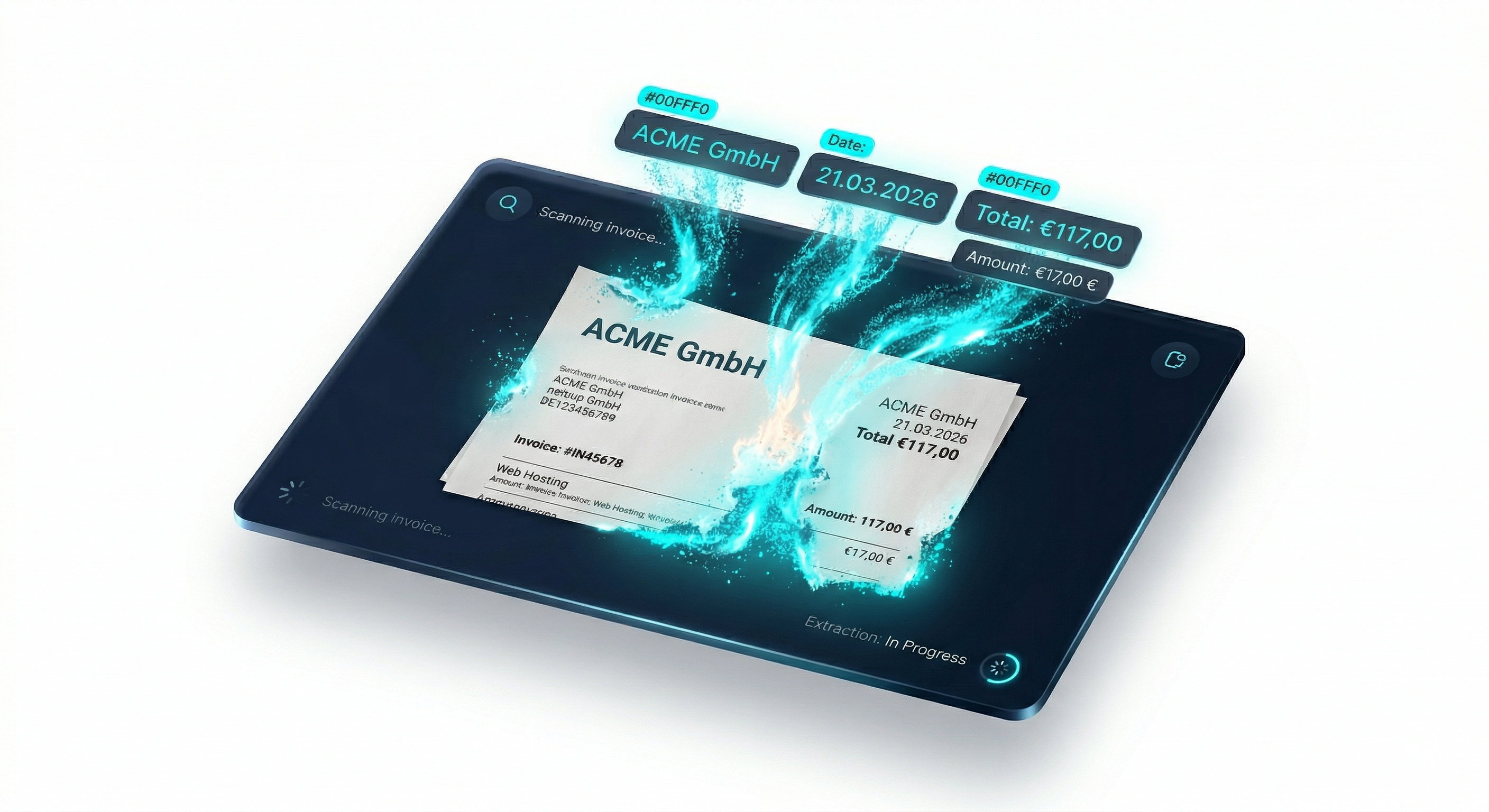 BrunoSan scanning invoice and extracting entities in real time