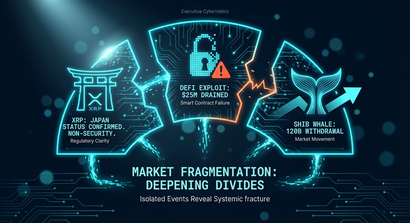 XRP's Japanese Status, a DeFi Exploit, and SHIB Flows Signal Deepening Market Fragmentation