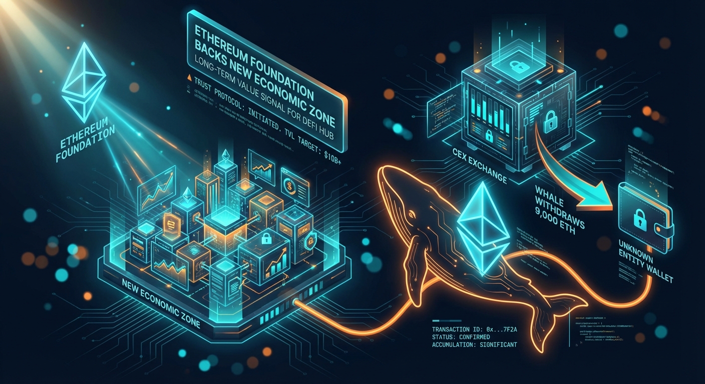Ethereum Foundation Backs New Economic Zone as Whale Withdraws 9,000 ETH from Exchange