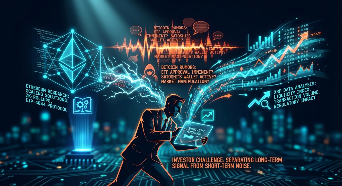 Ethereum Research, Bitcoin Rumors, and XRP Data Collide in High-Noise Market