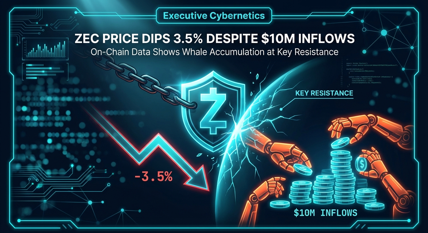 ZEC Price Dips 3.5% Despite $10M Inflows, On-Chain Data Shows Whale Accumulation at Key Resistance