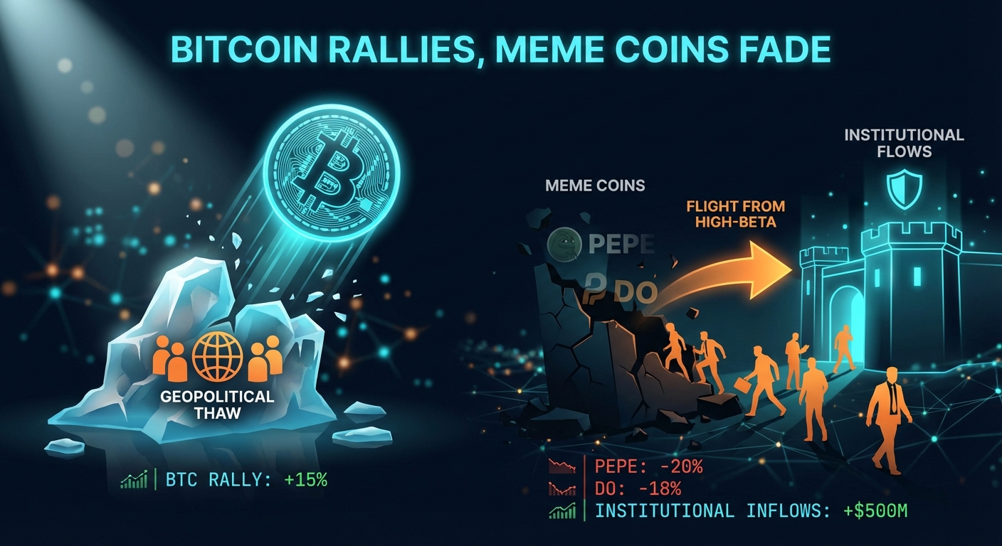 Bitcoin Rallies on Geopolitical Thaw, But Institutional Flows Signal a Flight from Meme Coins