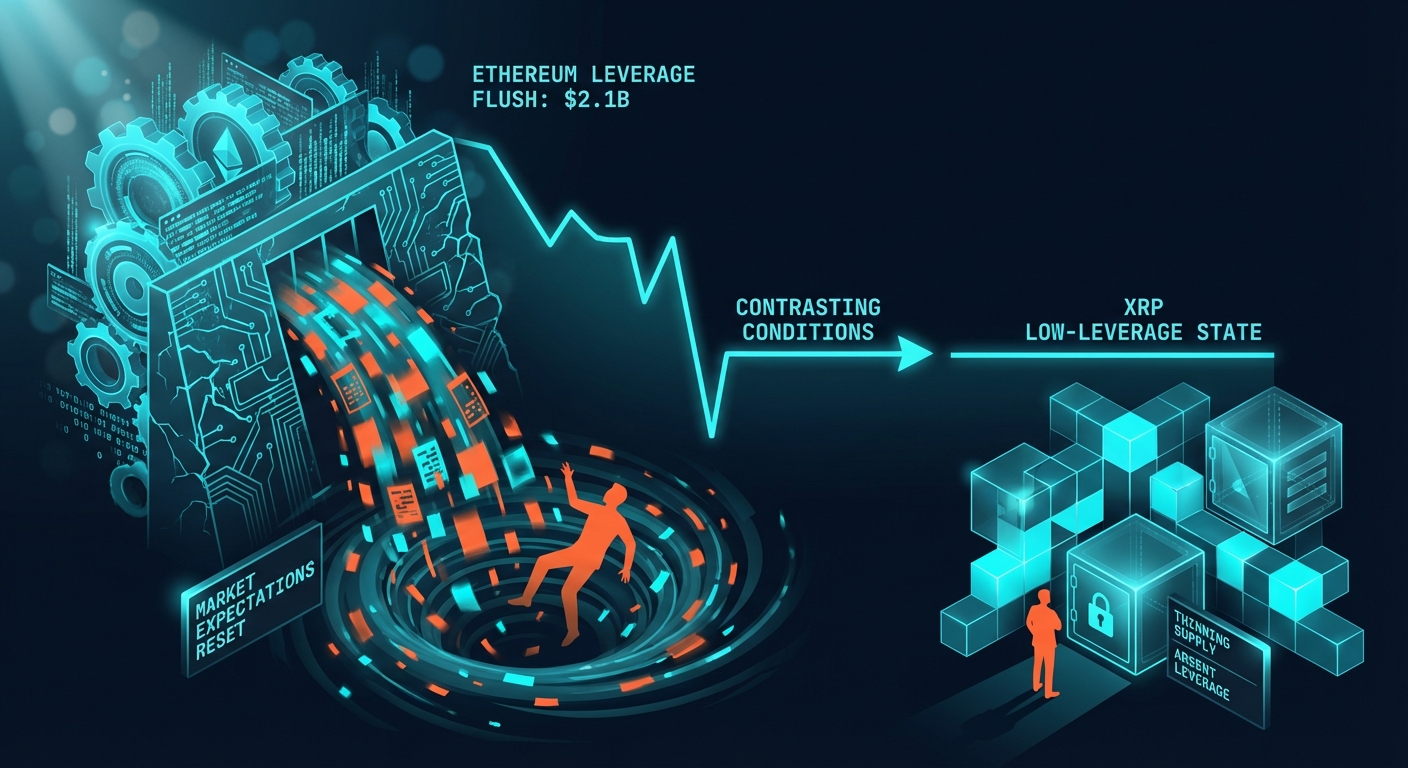 Ethereum's $2.1B Leverage Flush Contrasts Sharply With XRP's Low-Leverage State