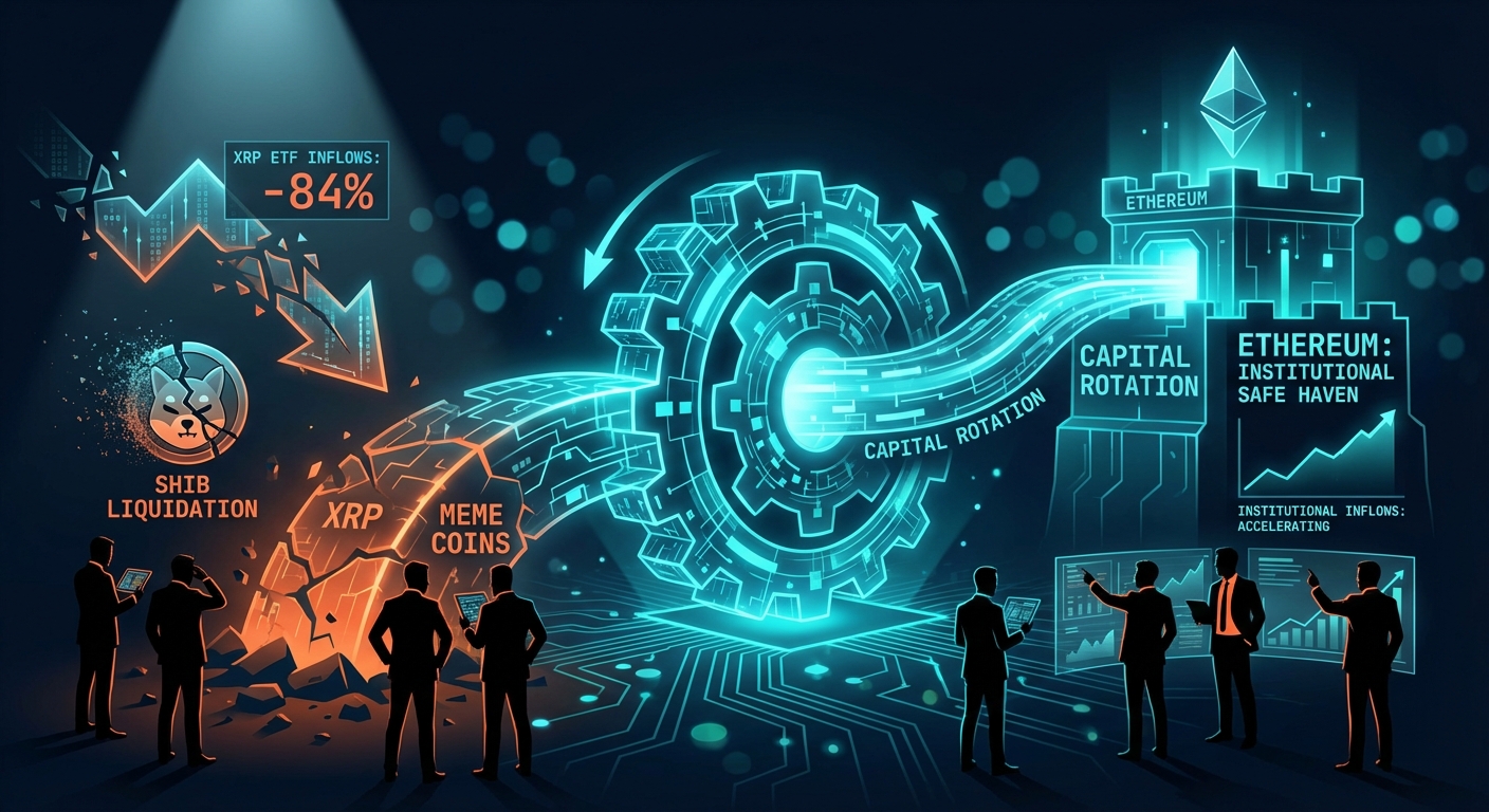 Capital Rotates from XRP, Meme Coins to Ethereum as Institutional De-Risking Accelerates