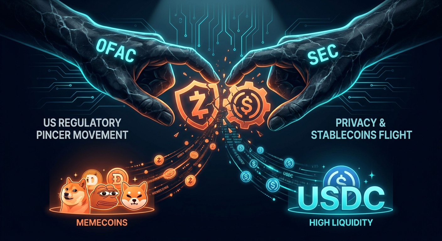 US Regulatory Pincer Movement on Privacy and Stablecoins Triggers Flight to Memecoins