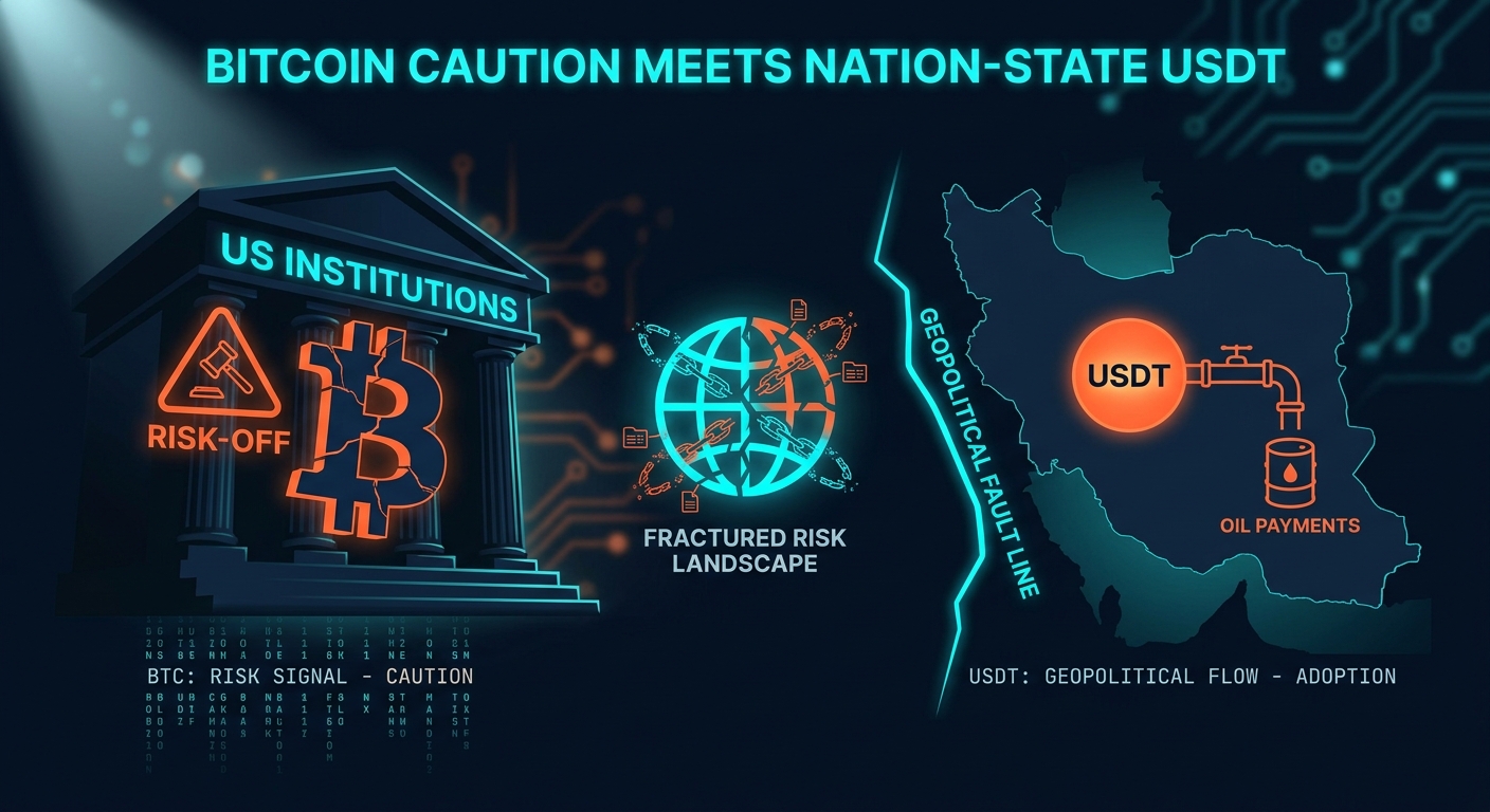 Bitcoin Institutional Caution Meets Nation-State USDT Adoption, Creating a Fractured Risk Landscape