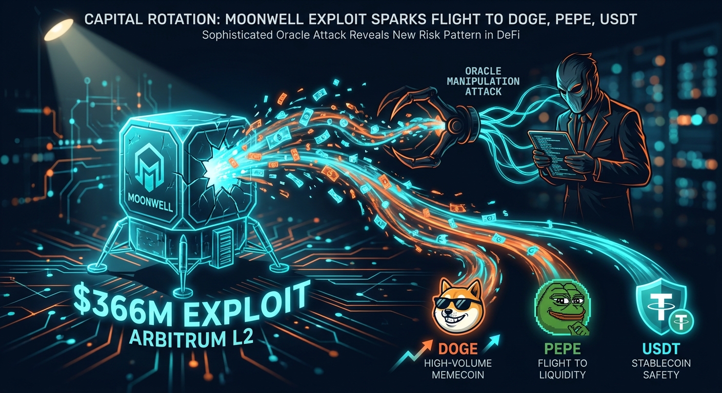 $366M Moonwell Exploit on Ethereum L2 Arbitrum Sparks Capital Rotation into DOGE, PEPE, and USDT