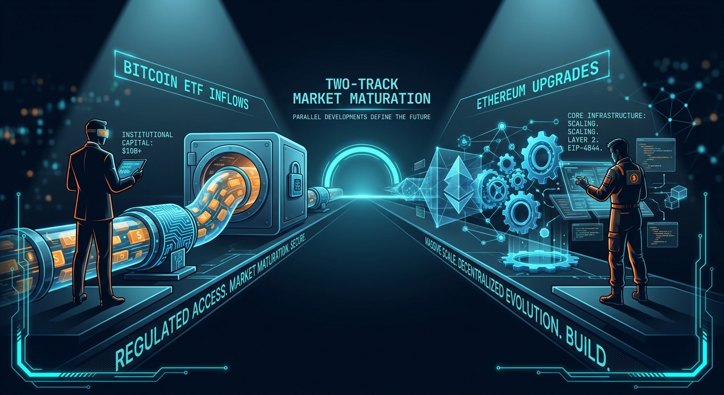 Bitcoin ETF Inflows and Ethereum Upgrades Signal a Two-Track Market Maturation