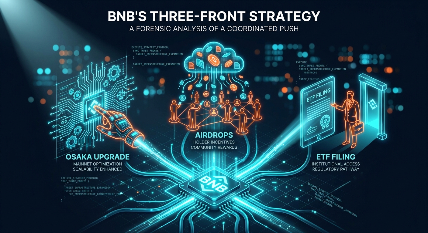 BNB's Three-Front Strategy: How the Osaka Upgrade, Airdrops, and an ETF Filing Signal a Coordinated Push