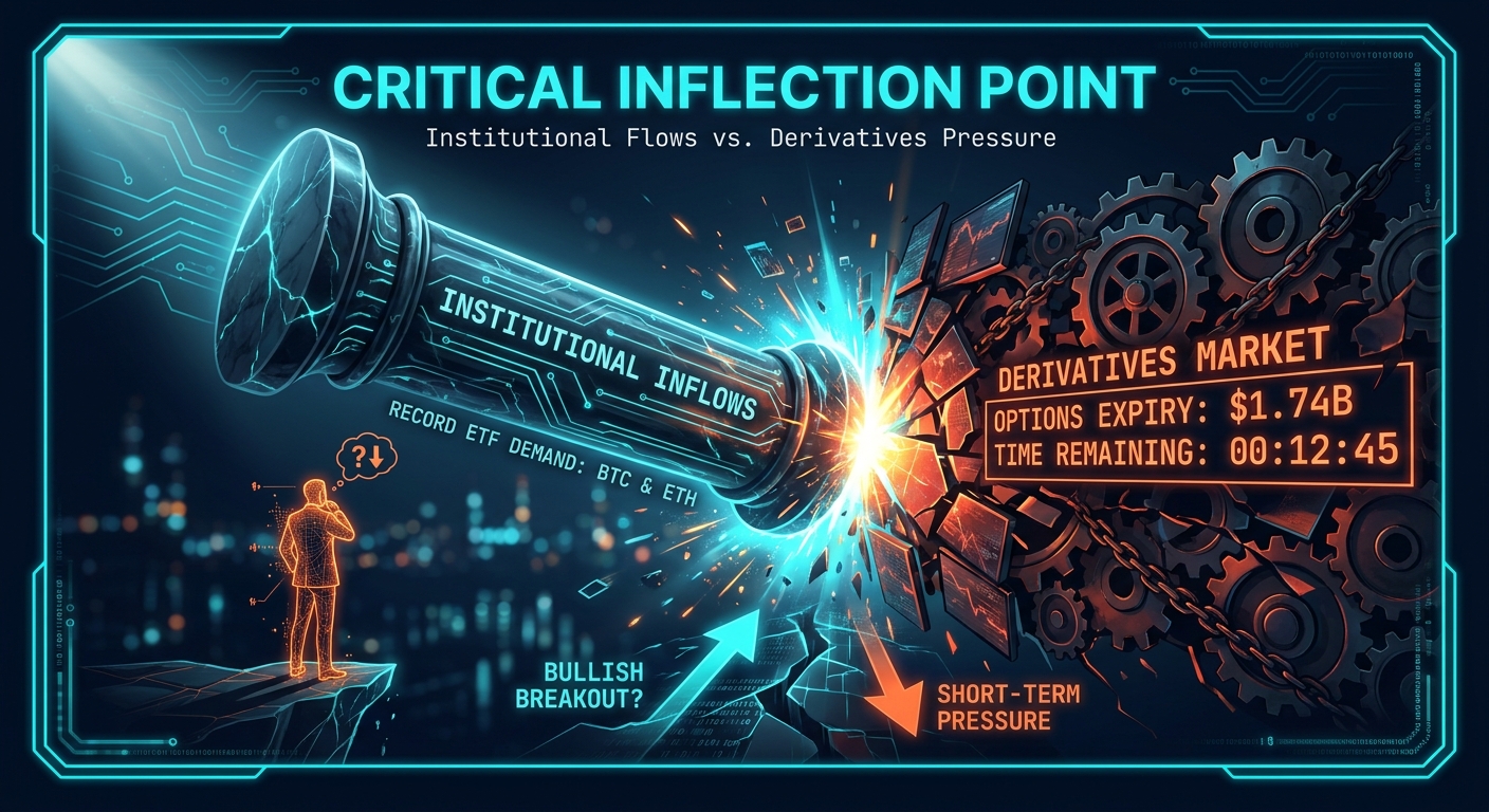Institutional Inflows Clash With Derivatives Market as Bitcoin Options Expiry Looms