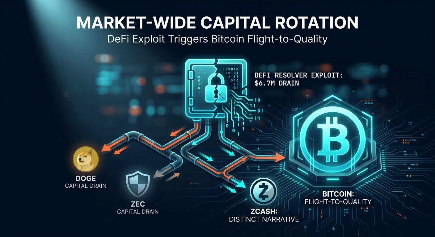 DeFi Exploit Triggers Bitcoin Flight-to-Quality as Capital Drains from Dogecoin, Zcash