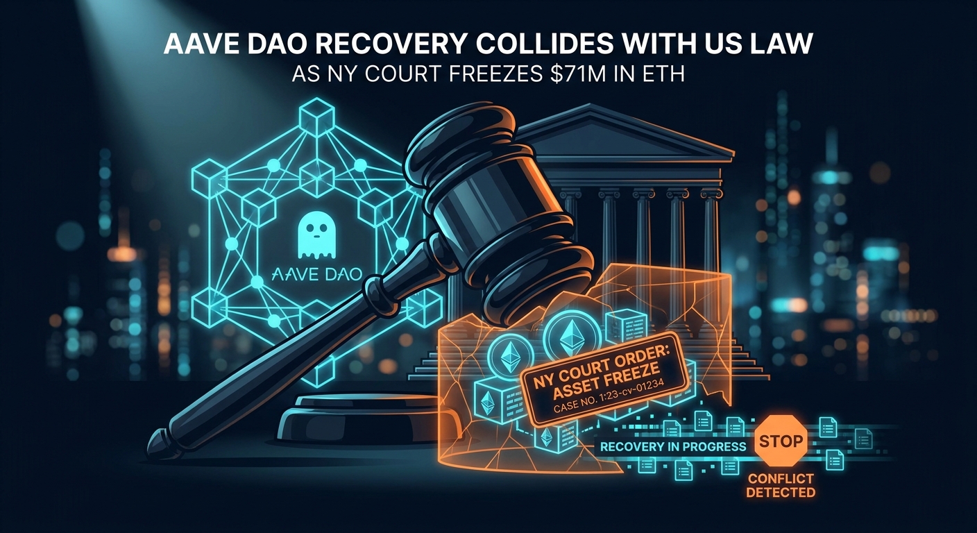 Aave DAO Recovery Collides with US Law as NY Court Freezes $71M in ETH
