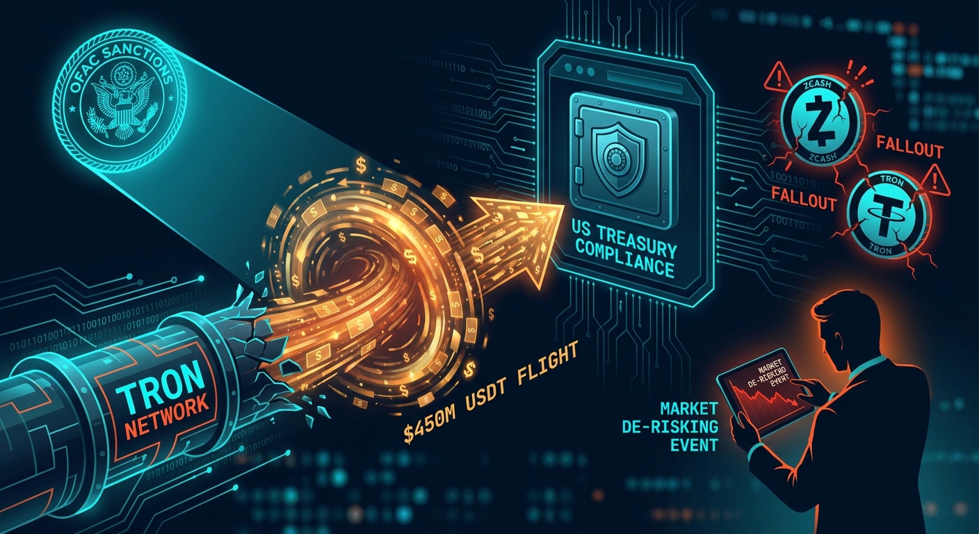 OFAC Sanctions Trigger $450M Stablecoin Flight; Zcash, TRON Face Immediate Fallout