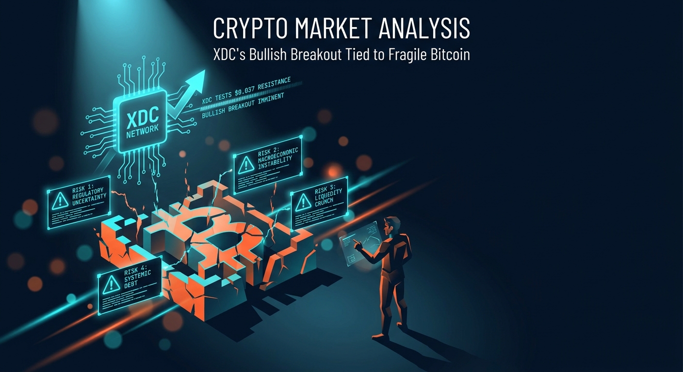 XDC Tests $0.037 Resistance as Bitcoin Faces Four Systemic Risks