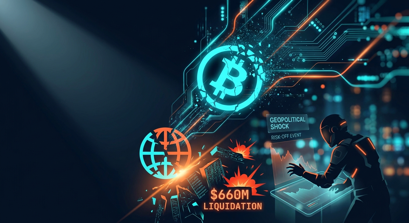 Bitcoin Plunges Below $77K as Geopolitical Shock Ignites $660M Cross-Asset Liquidation