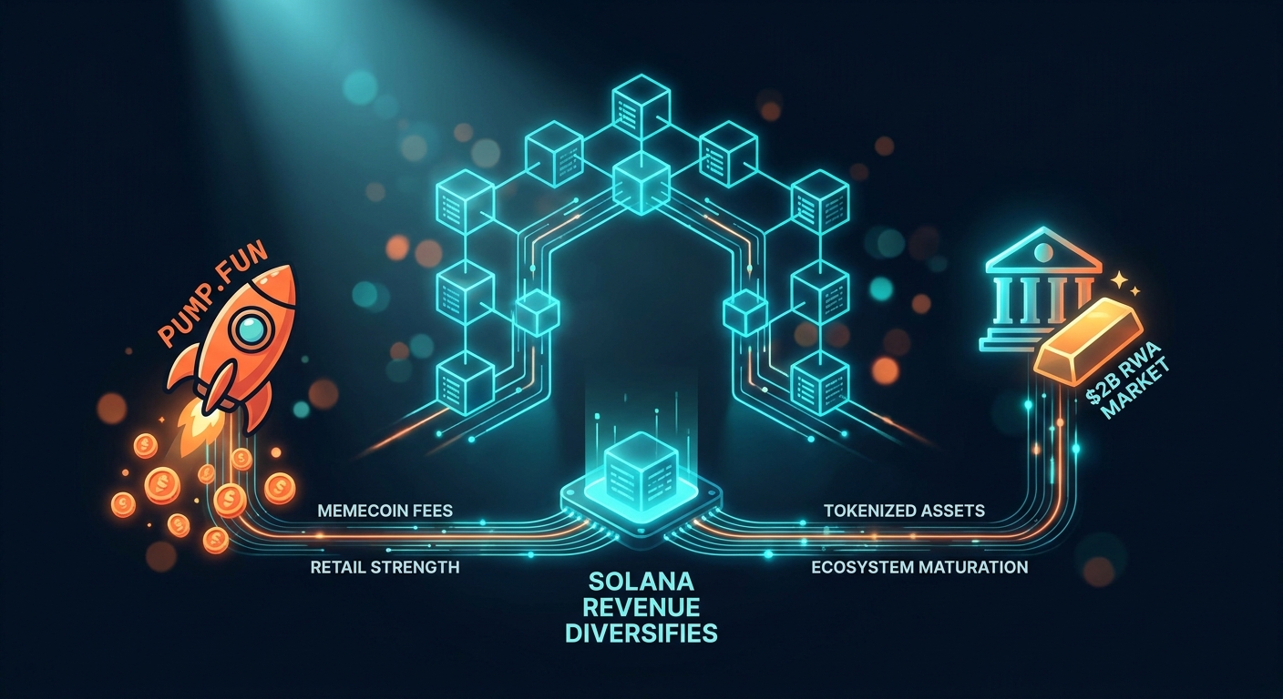 Solana Revenue Diversifies as Memecoin Fees Coexist with $2B RWA Market