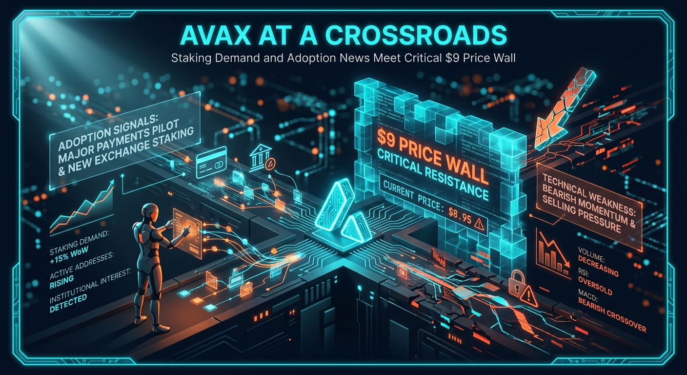 AVAX at a Crossroads: Staking Demand and Adoption News Meet Critical $9 Price Wall