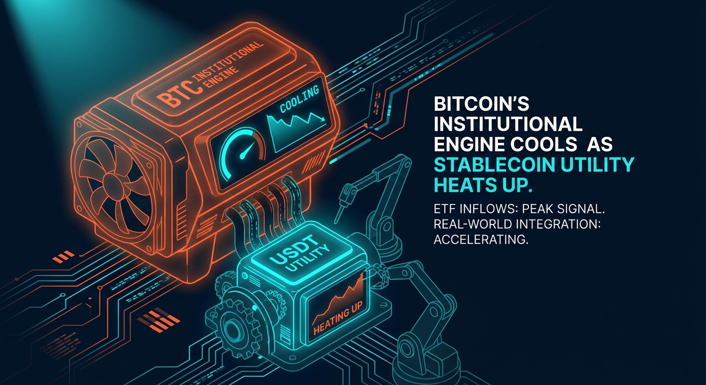 Bitcoin's Institutional Engine Cools as Stablecoin Utility Heats Up