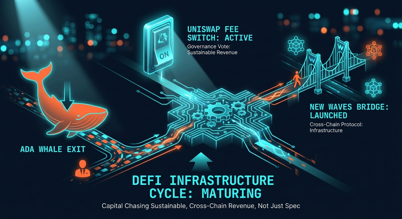 Uniswap Fee Switch, ADA Whale Exit, and New WAVES Bridge Signal DeFi's Next Infrastructure Cycle