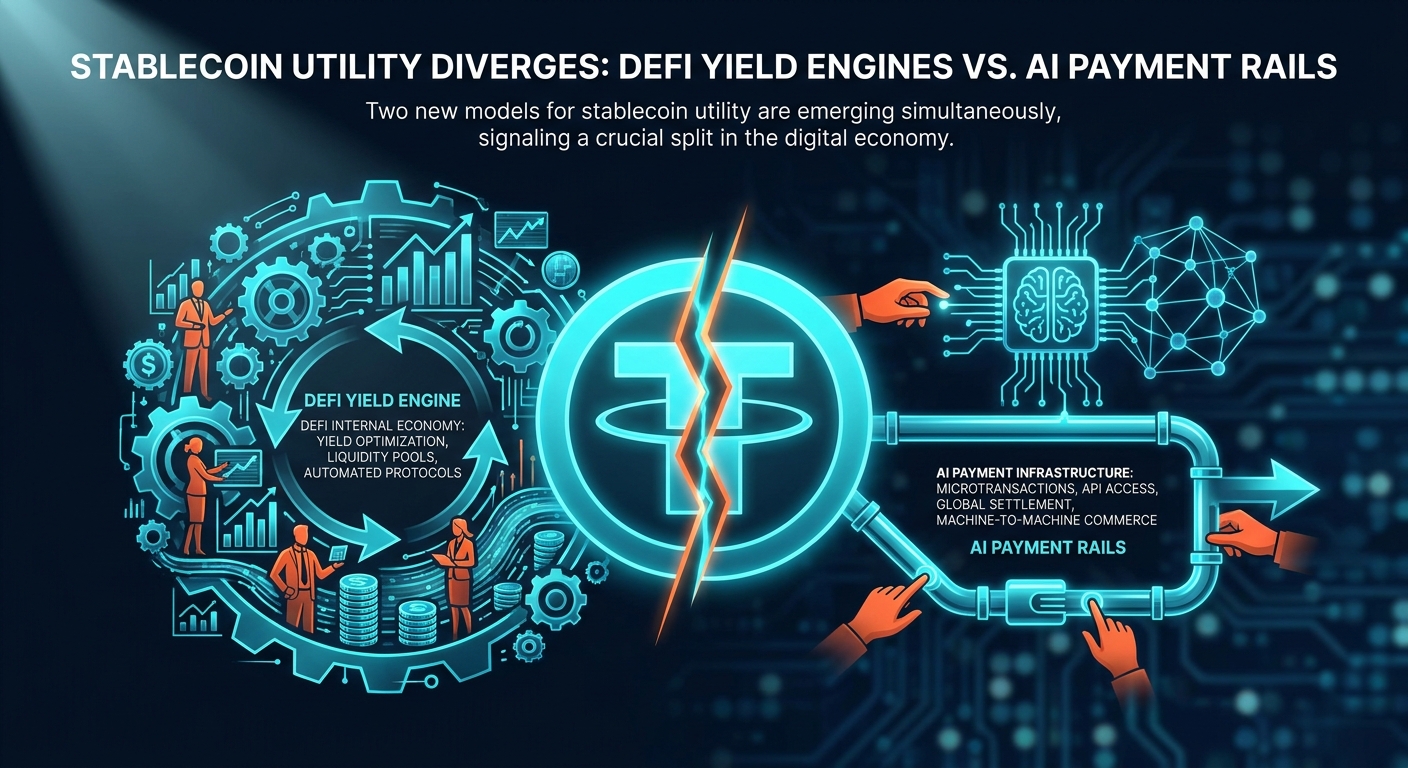 Stablecoin Utility Diverges: DeFi Yield Engines vs. AI Payment Rails