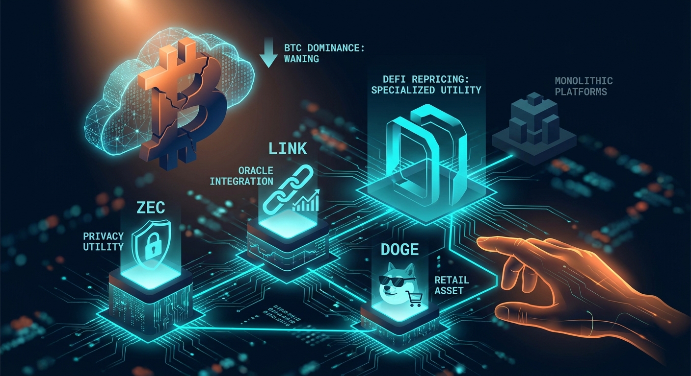 Bitcoin Dominance Wanes as Zcash, Chainlink, Dogecoin Introduce New DeFi Utility