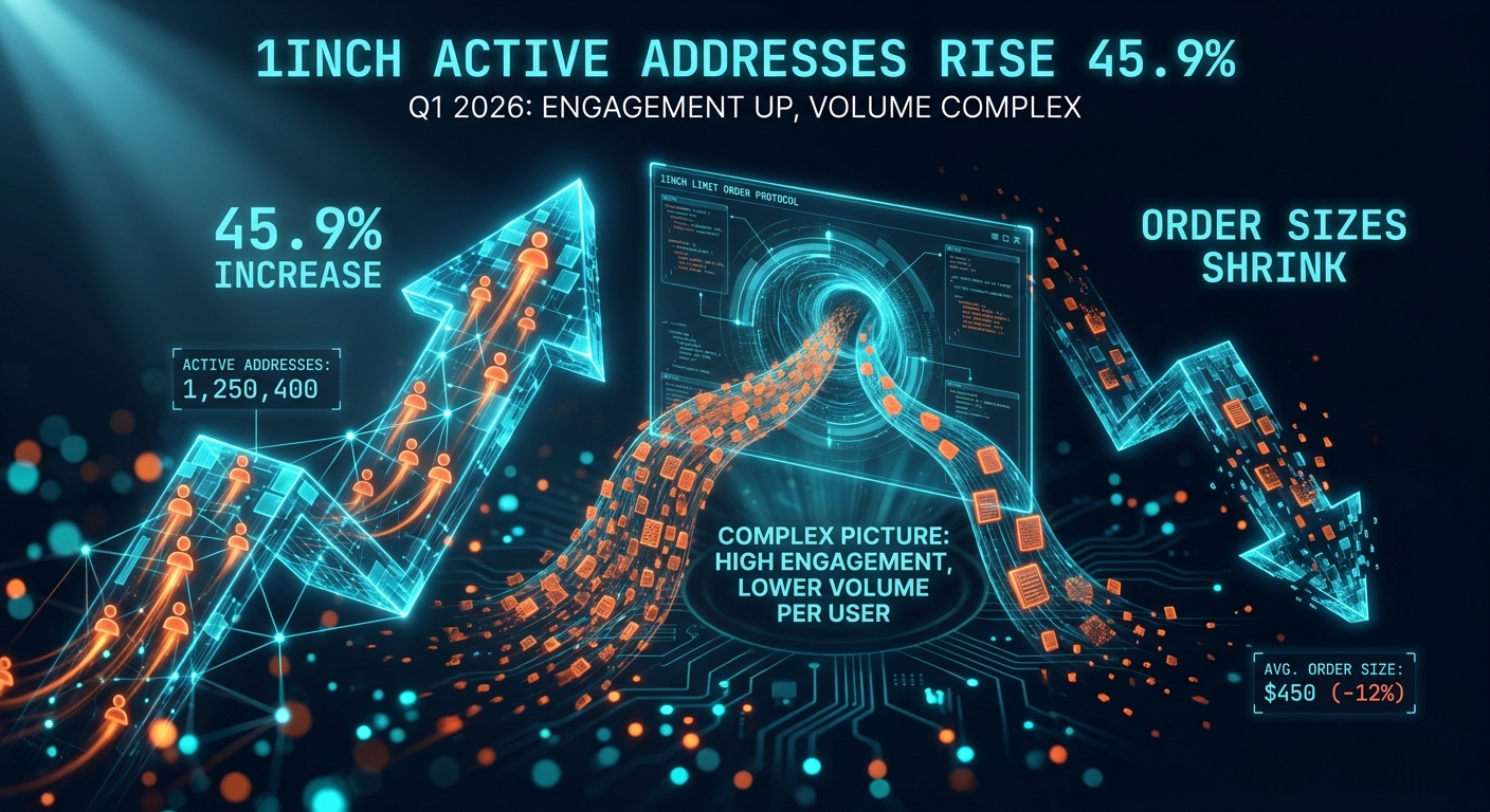 1inch Active Addresses Rise 45.9% as Order Sizes Shrink in Q1 2026
