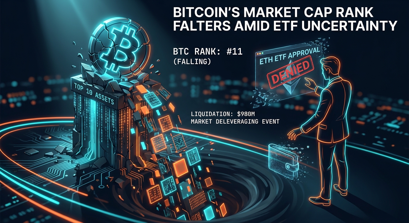 Bitcoin's Market Cap Rank Falters as ETF Uncertainty Triggers $980M Liquidation Cascade