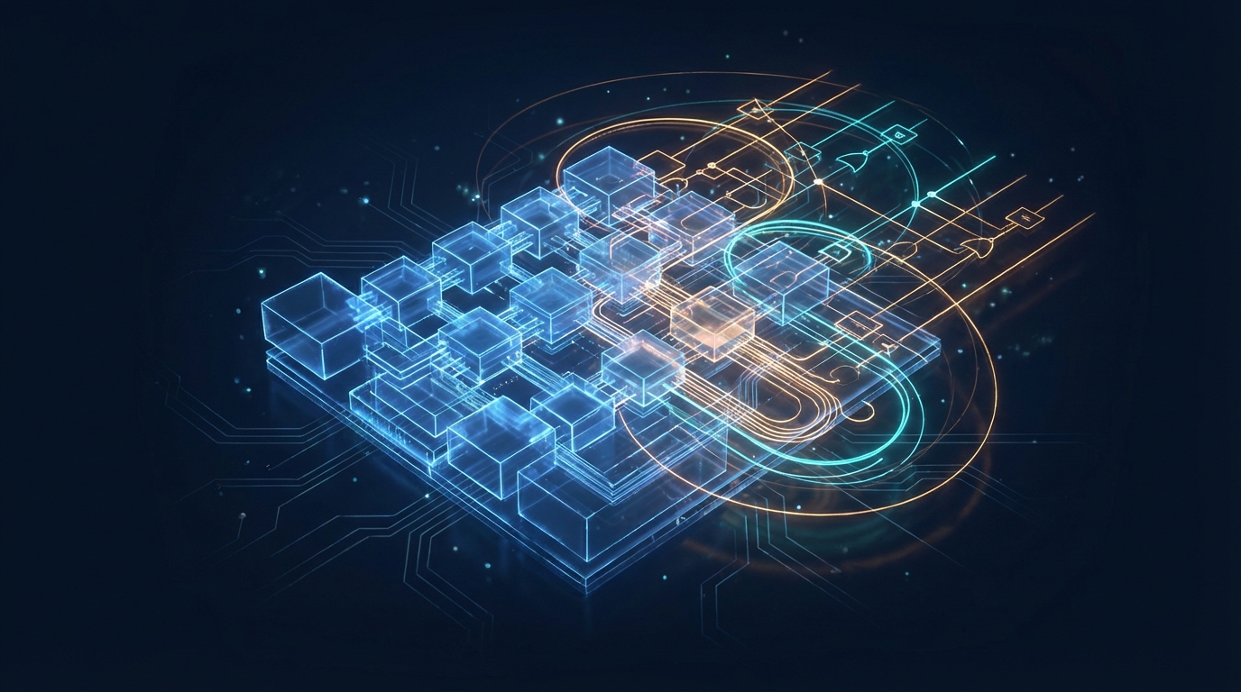 Technical diagram showing the intersection of spiking neural network layers and quantum gate fusion architectures.