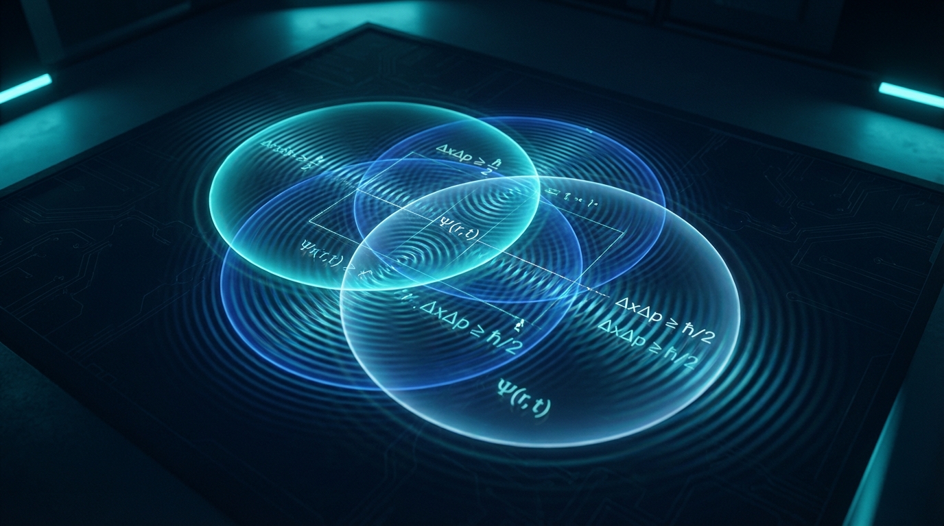 Abstract visualization of quantum measurement incompatibility and contextuality constraints in a bipartite system.