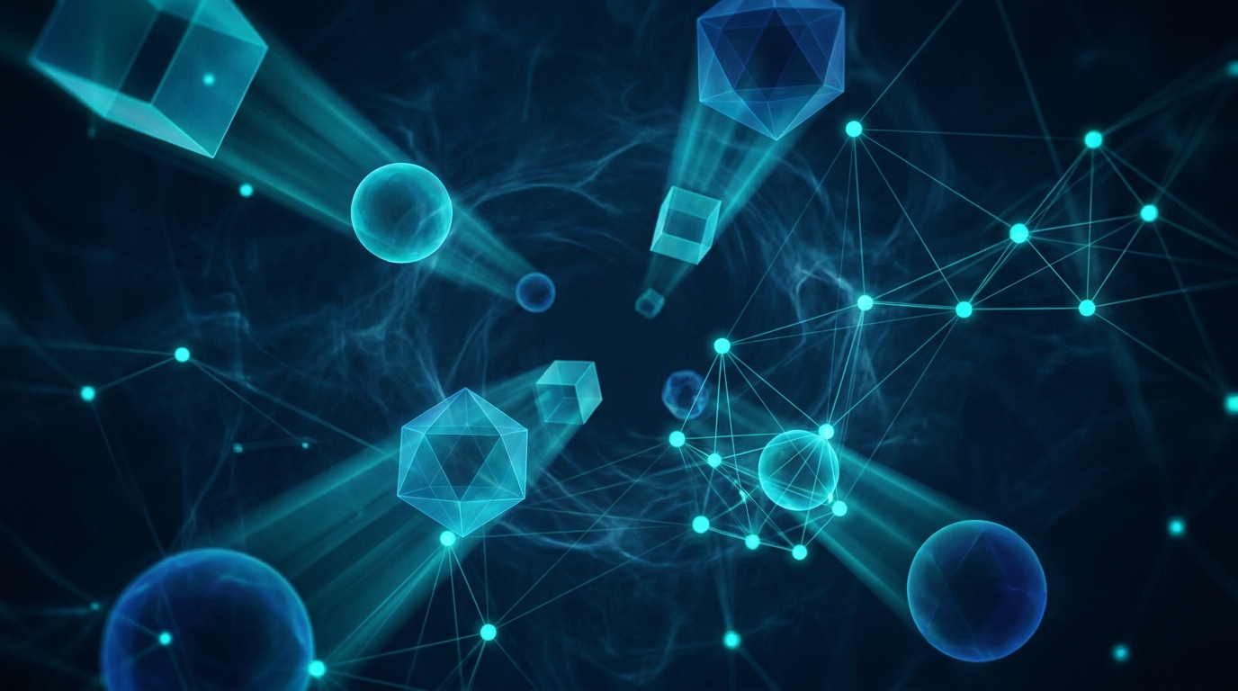 Abstract visualization of quantum projections and operator systems representing mathematical universalities.