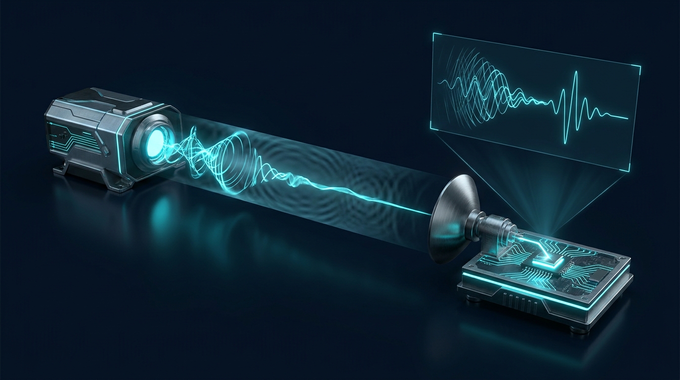 Diagram of a THz wireless communication system using a Kramers-Kronig receiver and a Schottky-barrier diode.