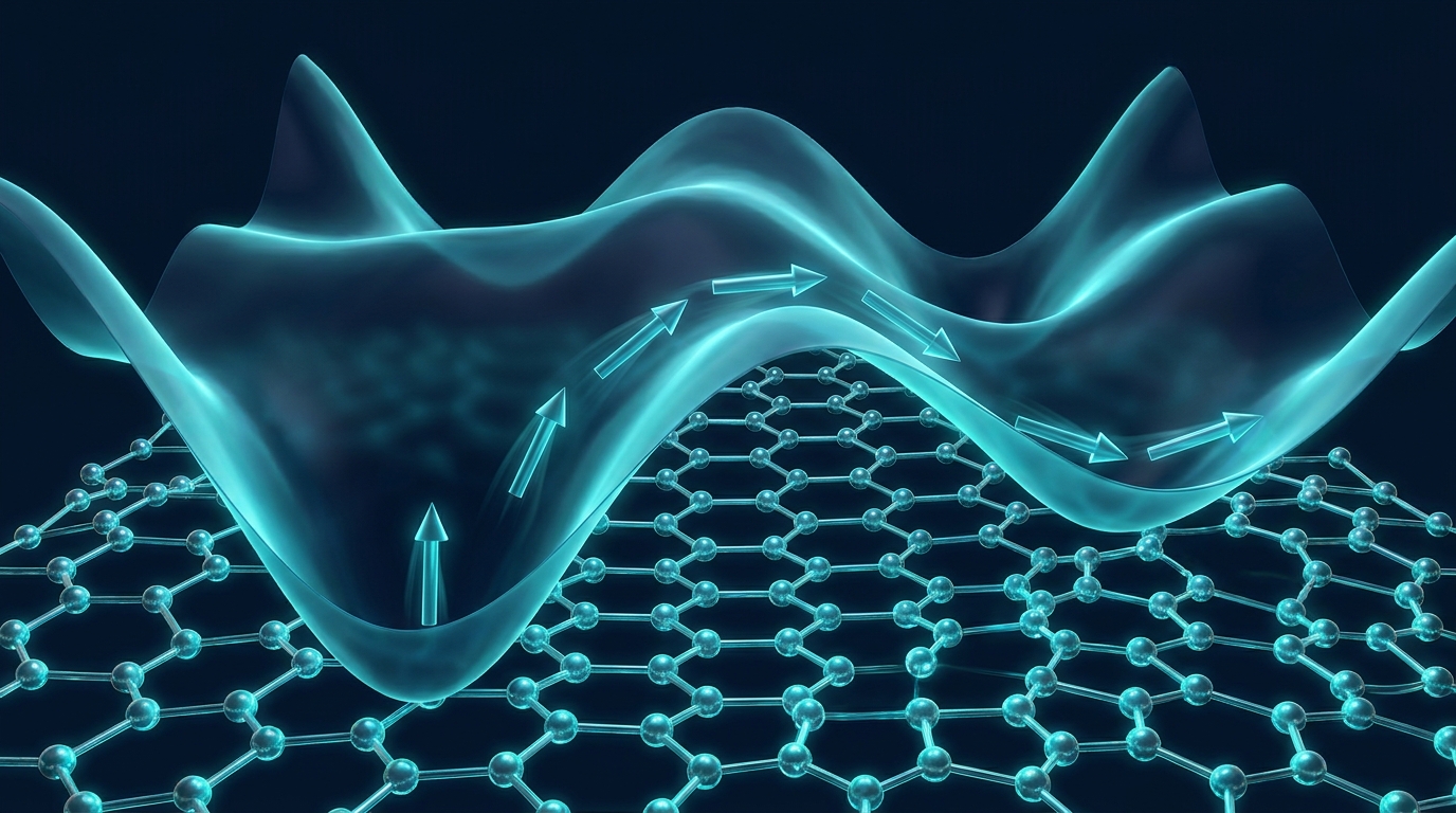 3D visualization of a free energy landscape showing magnetic spin vectors transitioning between different orientations.