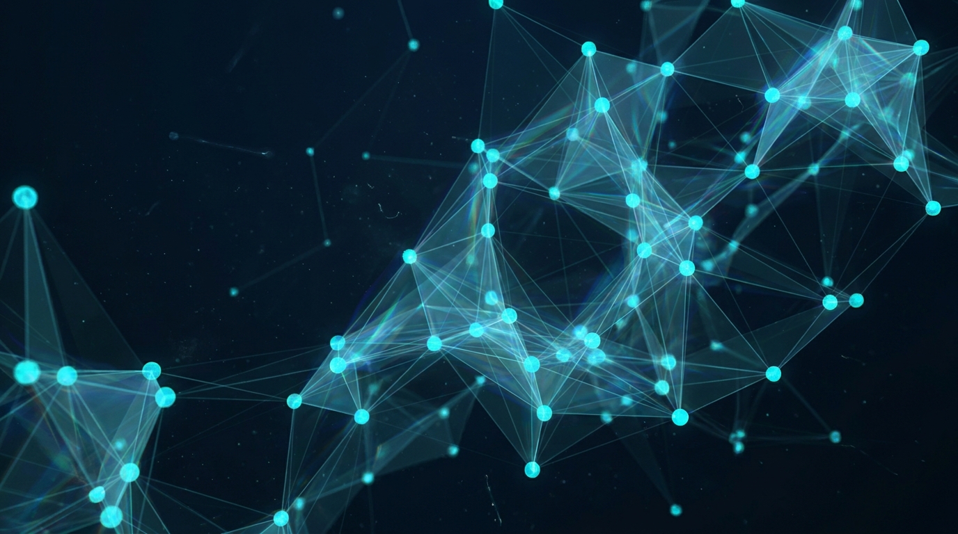 Abstract visualization of a quantum hypergraph state showing multi-qubit entanglement nodes and connections.
