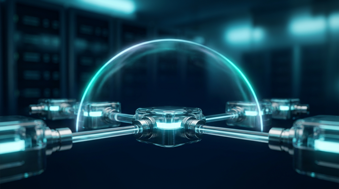 Illustration of a one-dimensional spin-1/2 fermion chain with a glowing topological phase boundary crossing it.