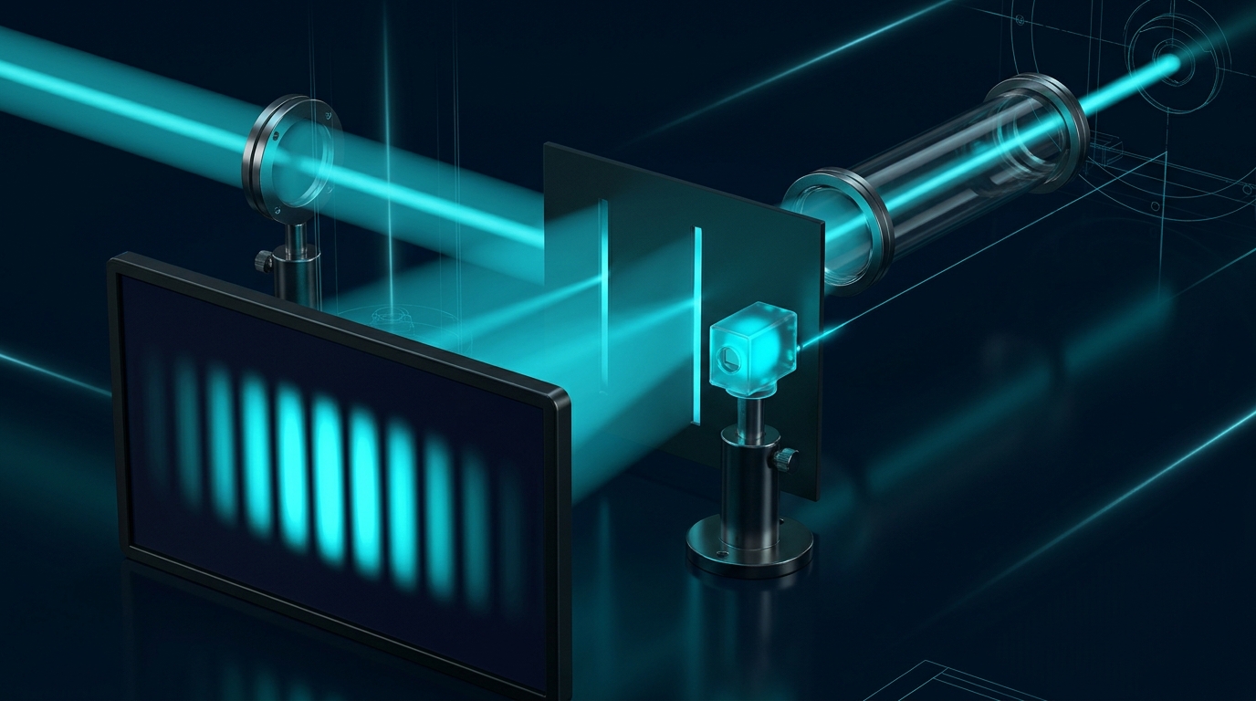Double-slit diffraction experiment with single-photon detectors revealing the quantum substructure of light.