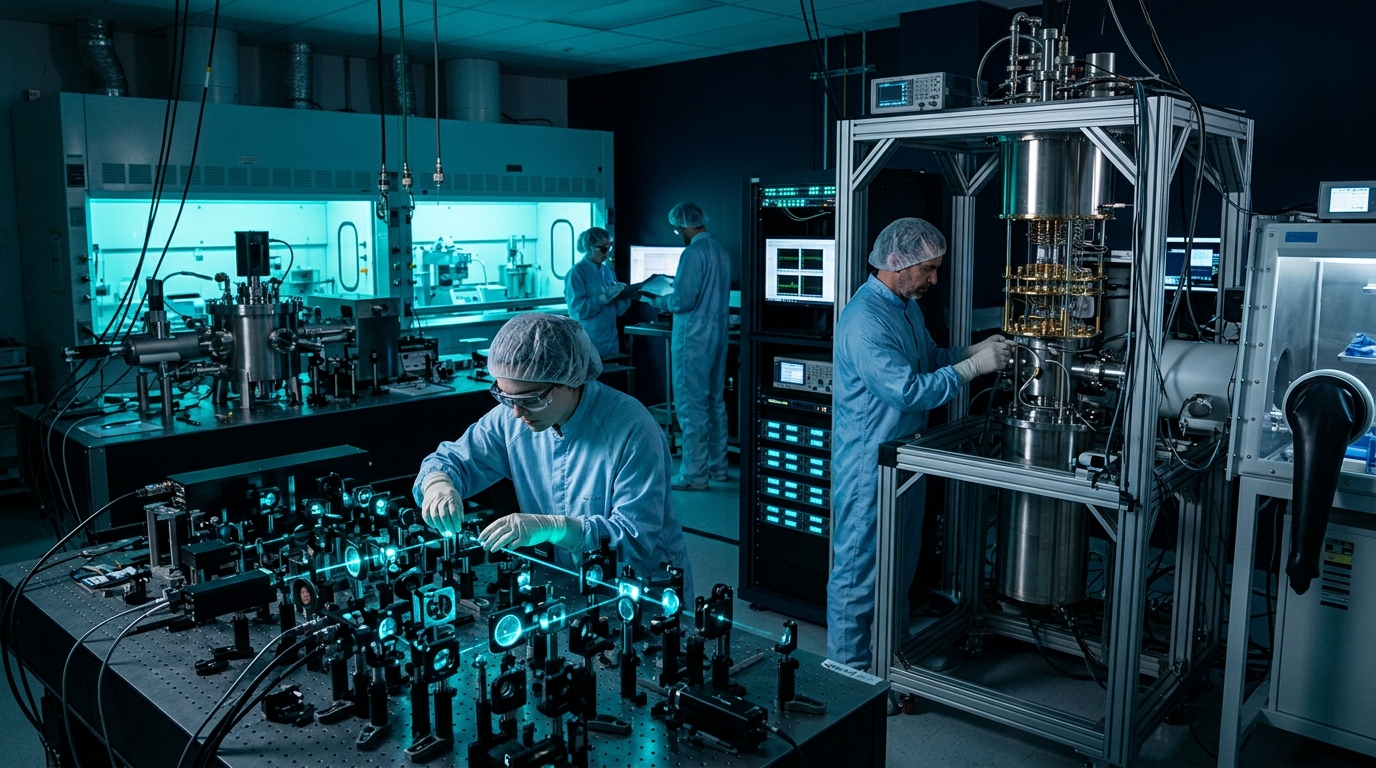 Scientists working on quantum materials in a laboratory at UC San Diego's new MRSEC.