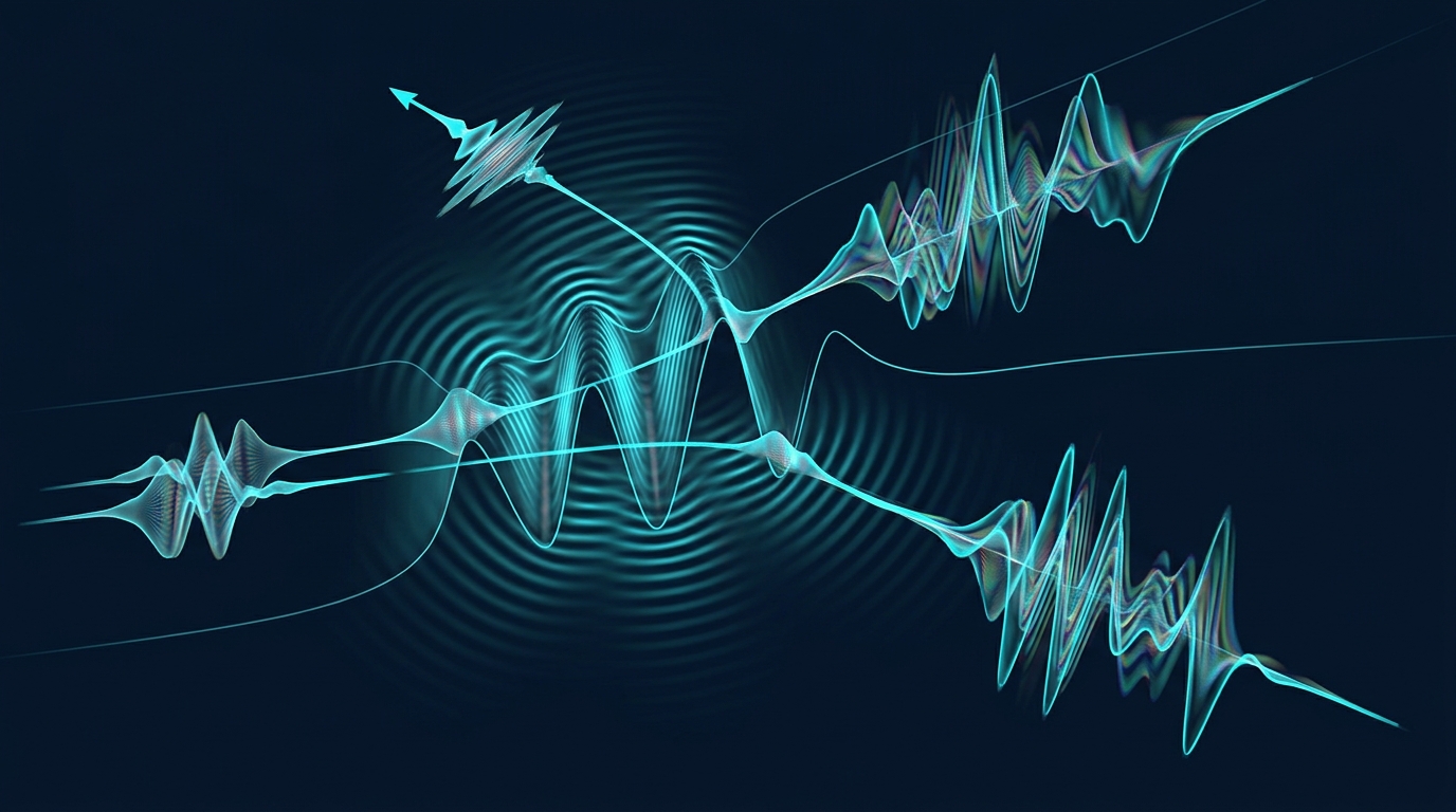 Two electrons exhibiting collective tunnel ionization with laterally shifted momentum distribution under an intense laser field, visualized as quantum trajectories.