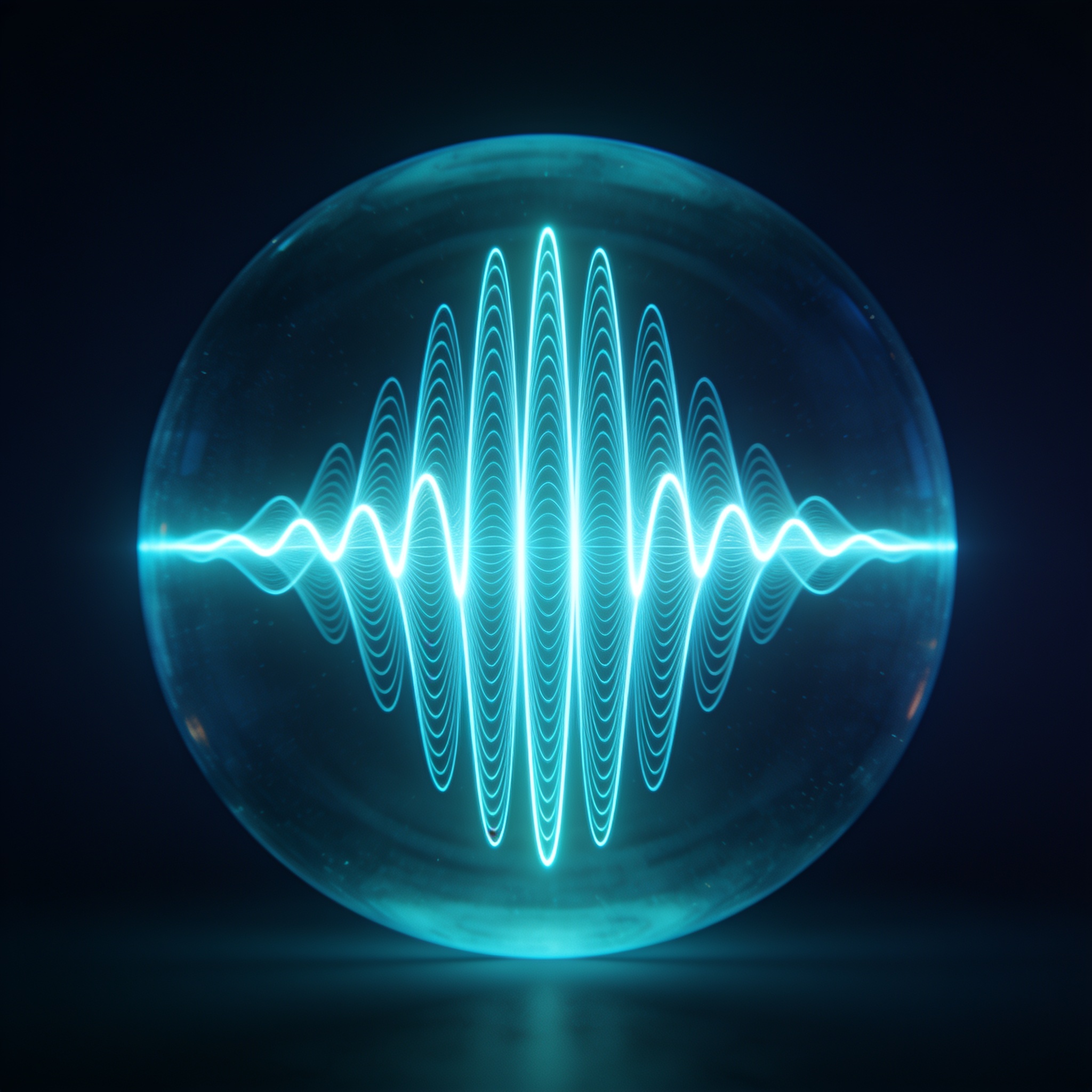 Luminous spherical standing wave pattern with phase-shift interference fringes representing a quantum cosmological scattering process and recollapse duration measurement.