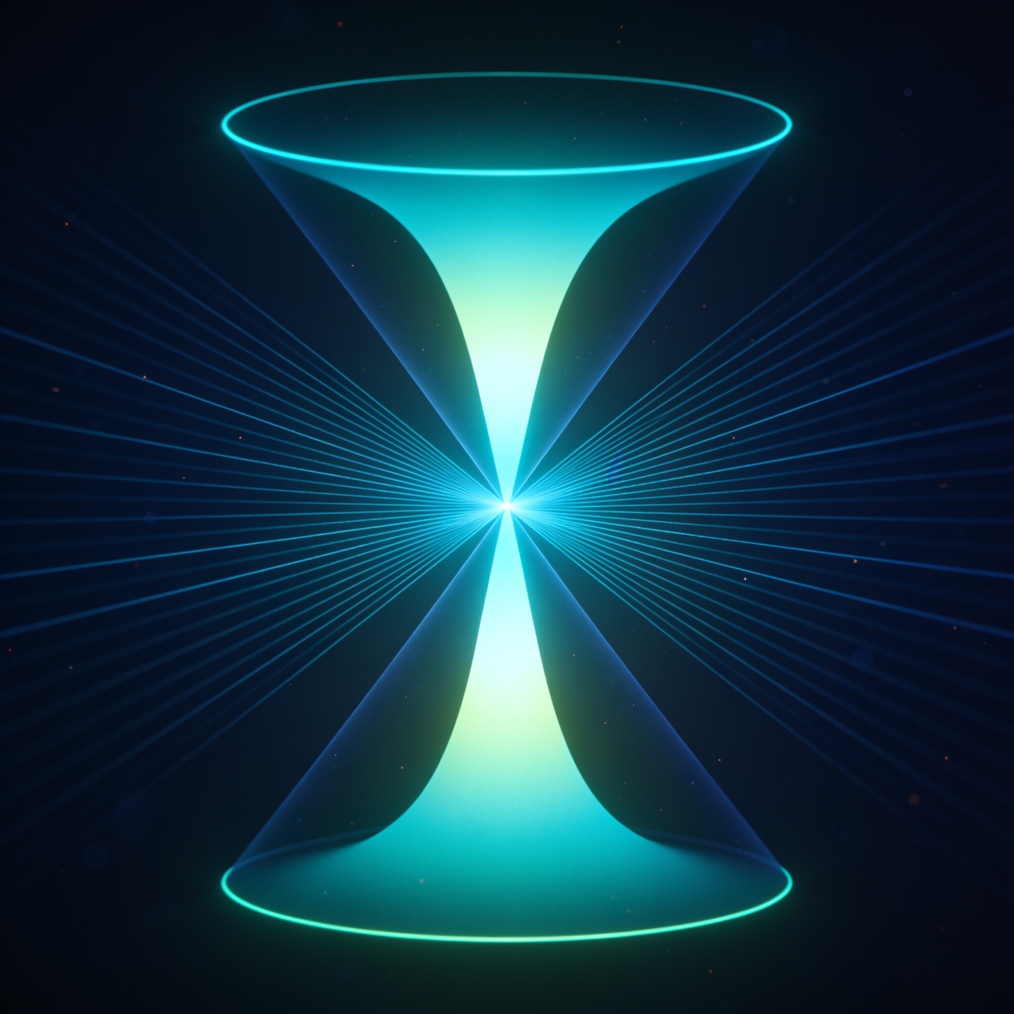 Double cone spacetime diagram with light rays and Gaussian modular momentum profile for Bell-CHSH violation.