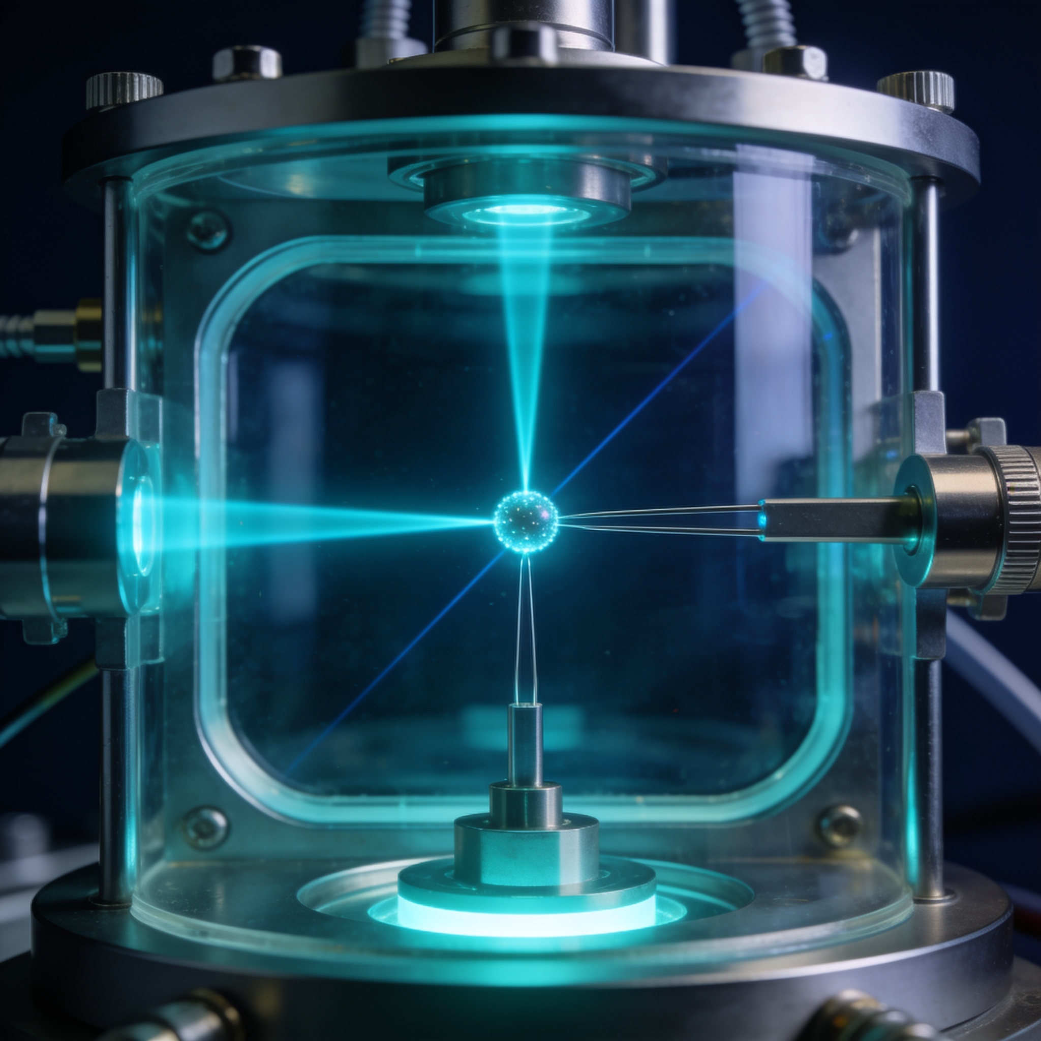 Pasqal neutral atom quantum computer with optical tweezers trapping atoms for quantum processing.