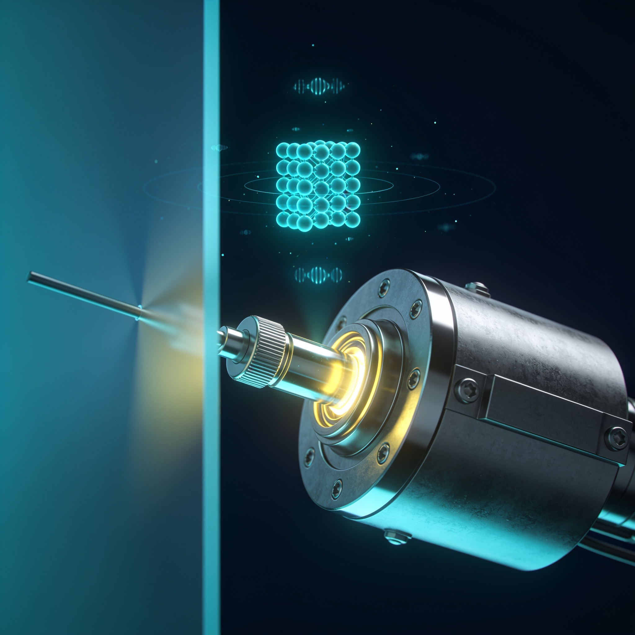 Accelerated Unruh-DeWitt detector near a reflecting boundary with qubit circuit overlay.