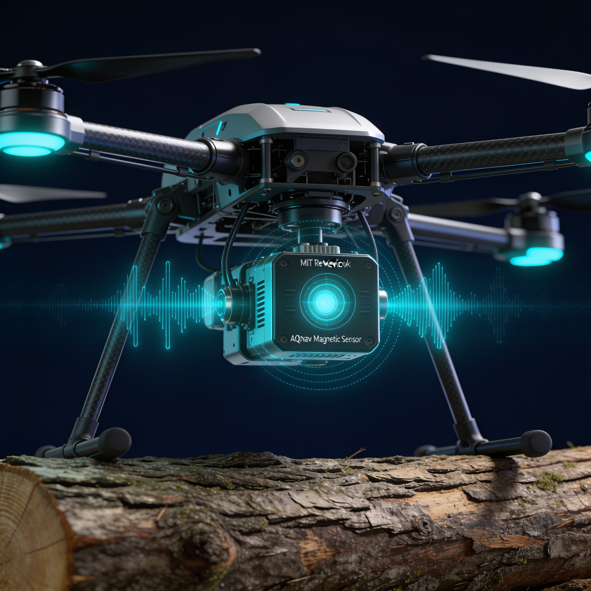 AQNav magnetic navigation system mounted on a Northrop Grumman Lumberjack drone during a 2026 flight test.