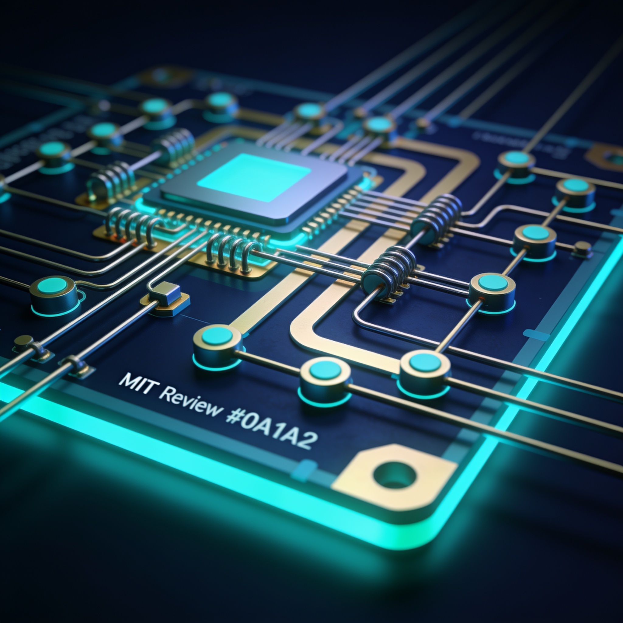 Quantum error correction circuit with syndrome measurement lines on a superconducting quantum processor chip.