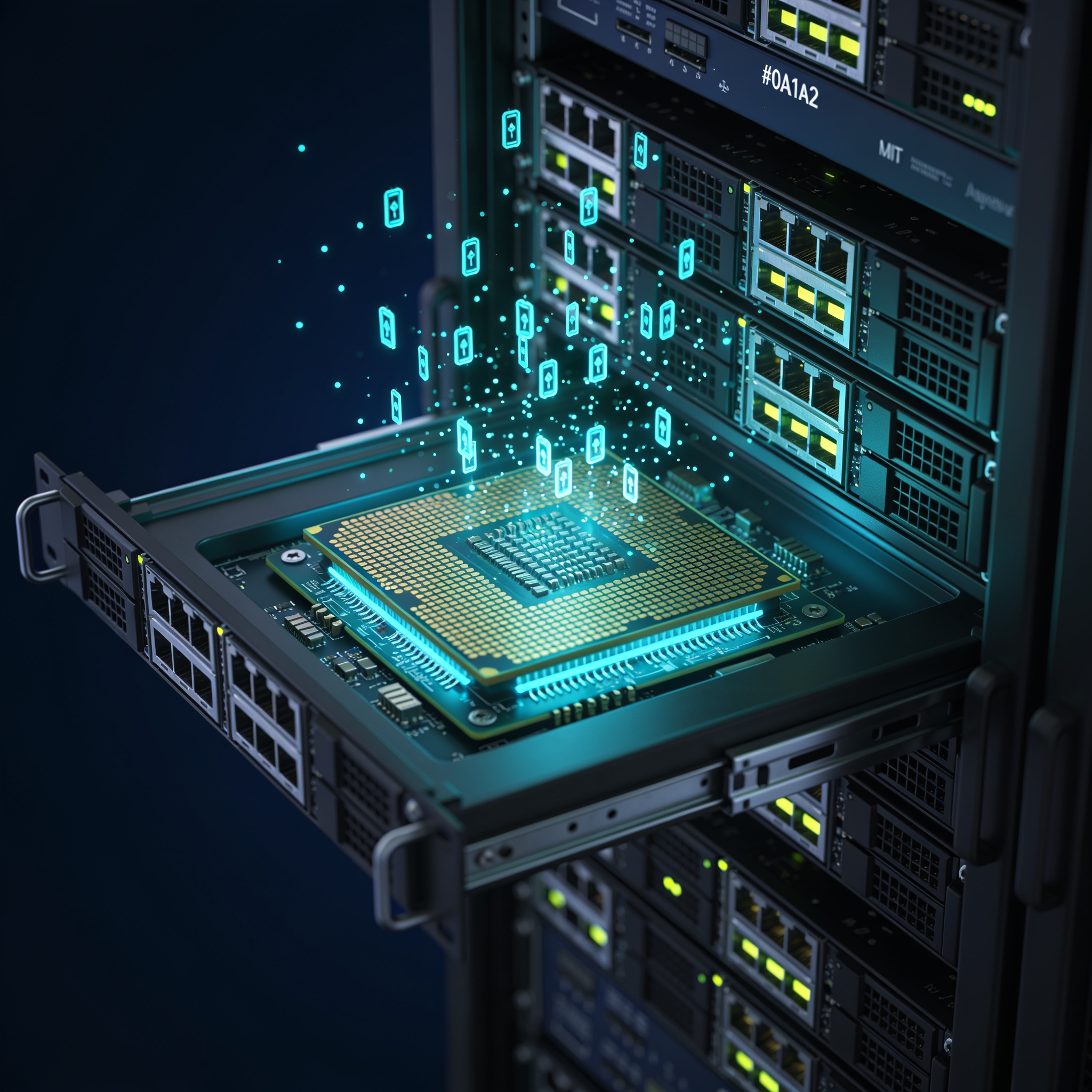 Silicon chip generating dynamic quantum-resistant encryption keys for secure compute architecture.